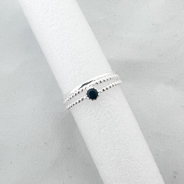 Ring black onyx double band sterling silver