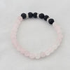 Bracelet 6mm matte rose quartz & lava