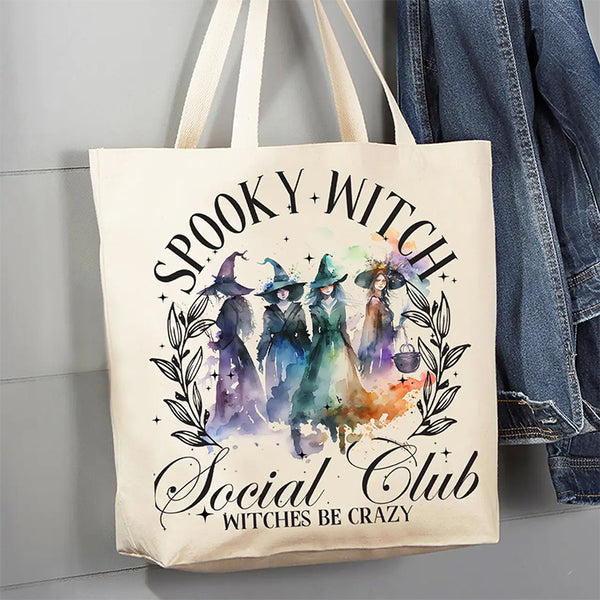 Tote Bag Canvas Spooky Witch Club