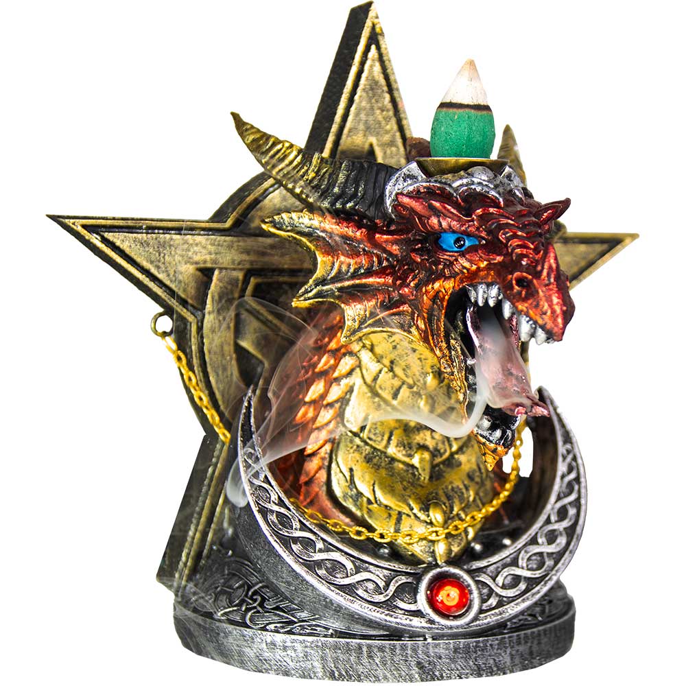 Resin backflow Incense holder dragon head/pentacle
