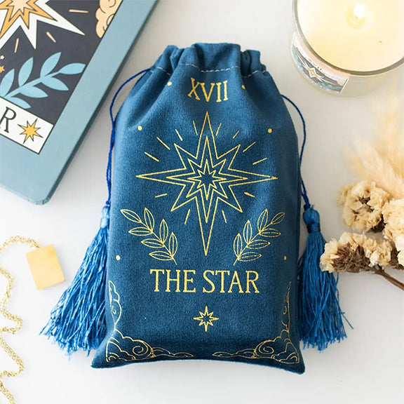 Tarot Bag - Star Vintage Tarot Card Velvet Drawstring