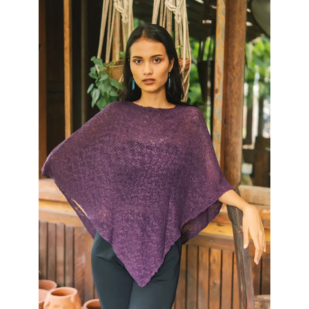 Poncho Double Knit Popcorn - Purple