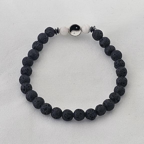 Bracelet 7mm yin yang lava