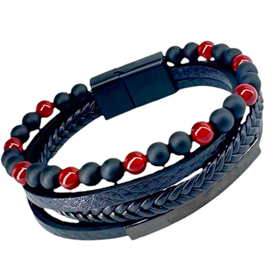 Bracelet gemstone leather carnelian