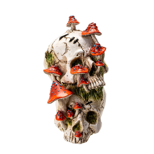 Skull With Red Mushrooms