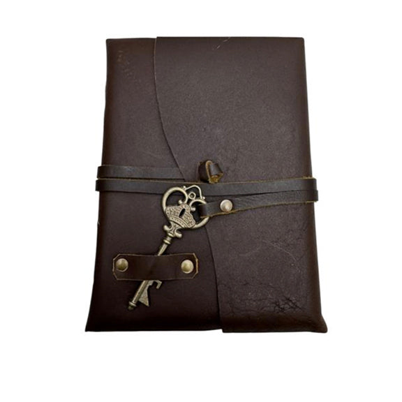 Handmade Leather Journal With Vintage Paper & Key