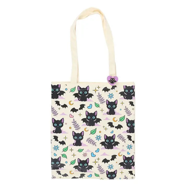 Tote bag Cute and Creepy Black Cat Print