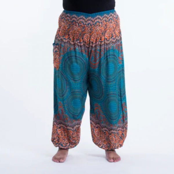 Harem Pant Geometric Mandala Turquoise Unisex - Plus Size