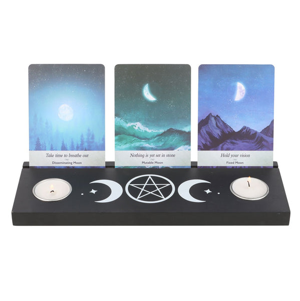 Wooden Tarot Card Stand Black Triple Moon