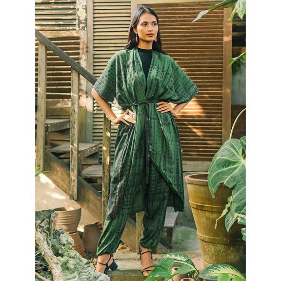 Kimono Tie Dye - Green & Gold