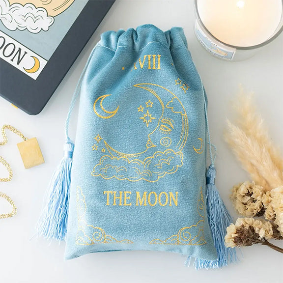 Tarot Bag - Moon Vintage Velvet Drawstring
