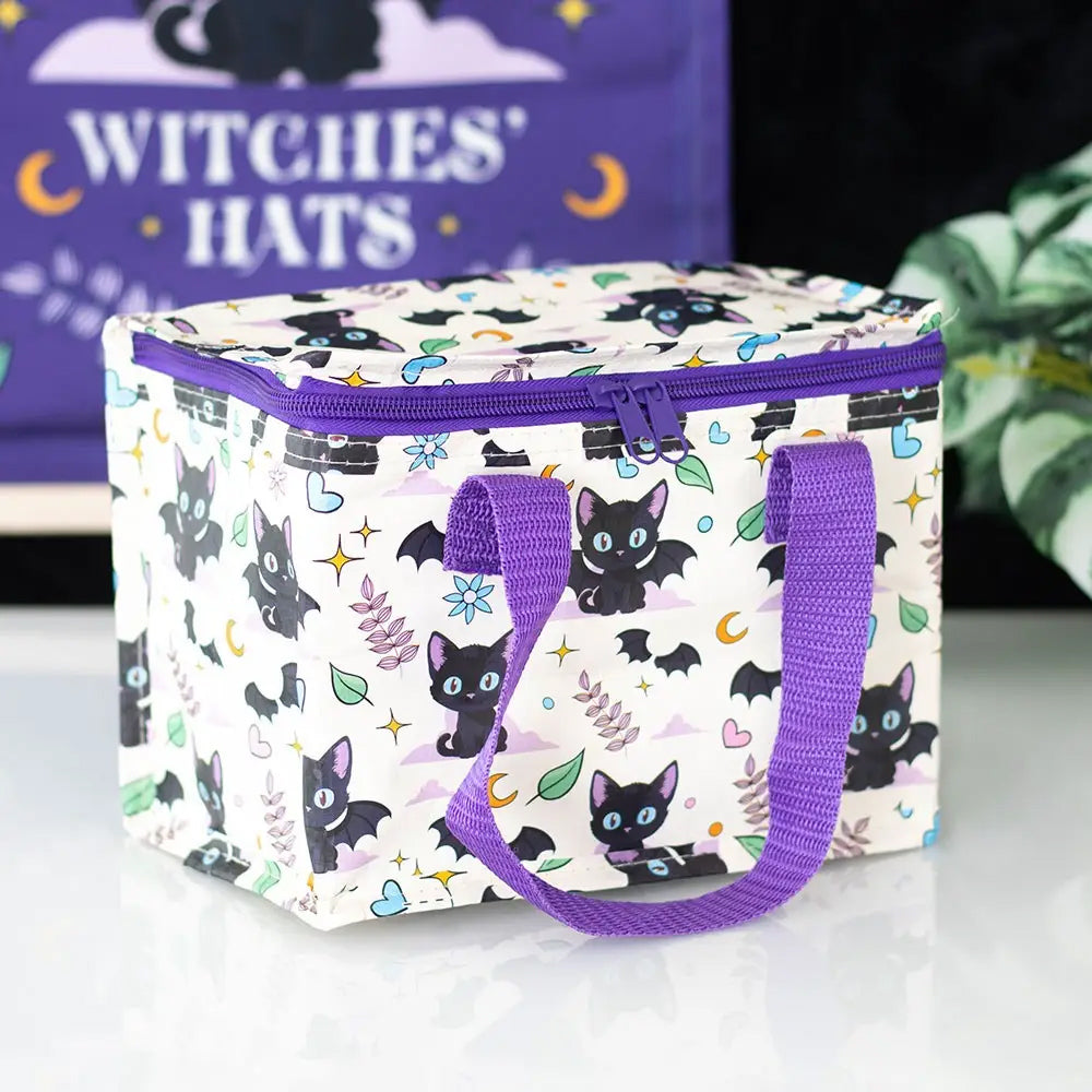 Lunch Bag Cute and Creepy Black Cat Print
