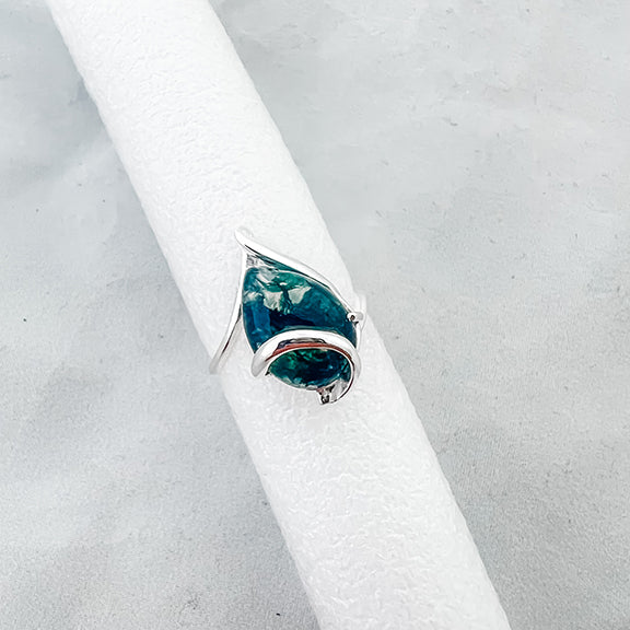 Ring moss agate spiral sterling silver