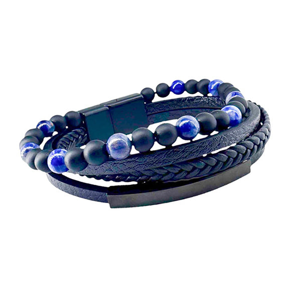Bracelet gemstone leather sodalite
