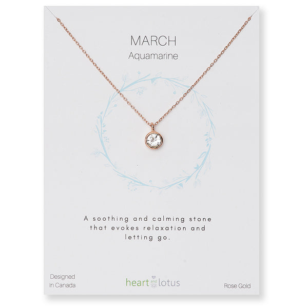Birthstone Necklace Rose Gold March Aquamarine