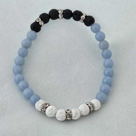 Bracelet 6mm angelite & lava