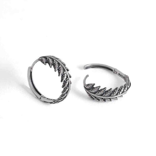 Earrings fern hoop sterling silver