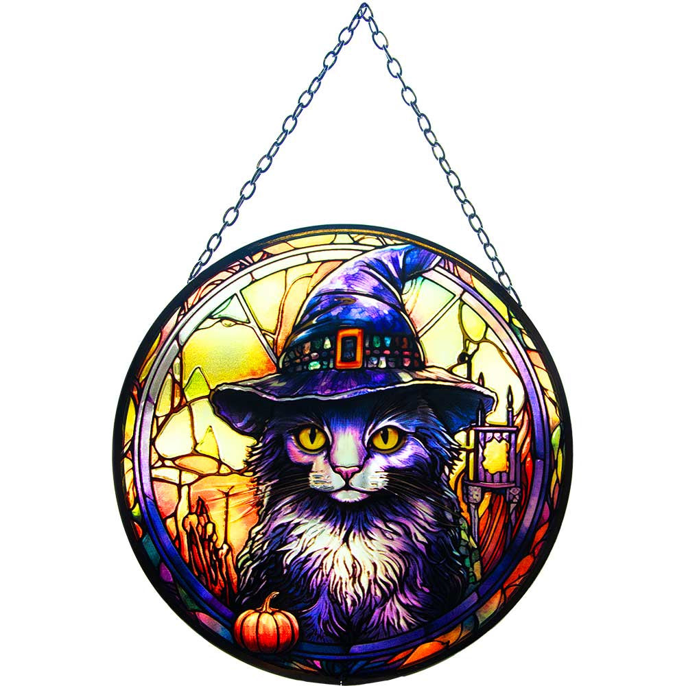 Glass Suncatcher Black Cat