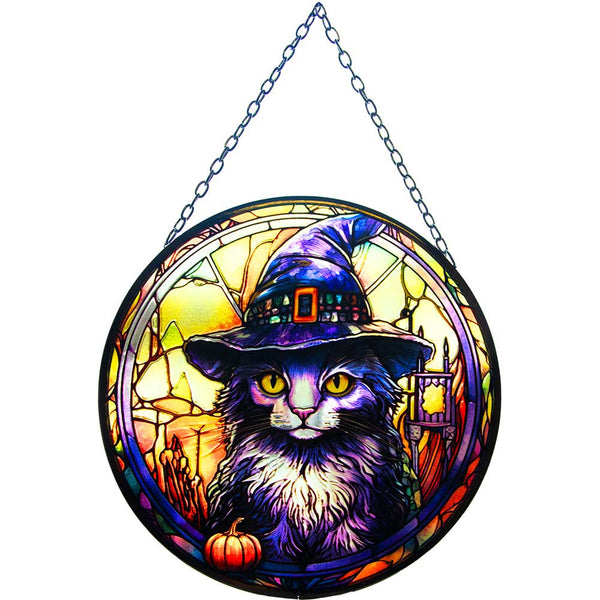 Glass Suncatcher Black Cat
