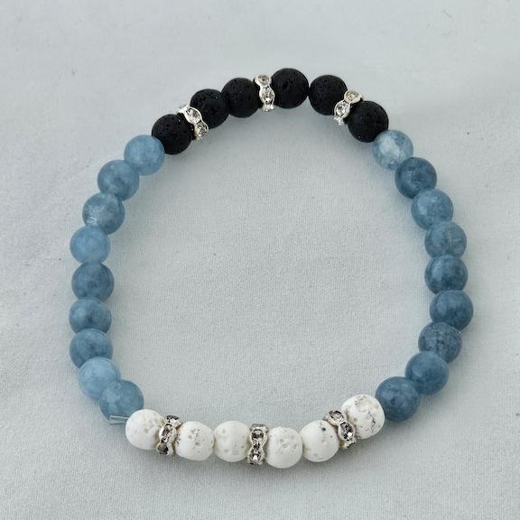 Bracelet 6mm hemimorphite & lava