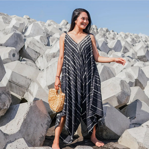 Romper Black & White Tie Dye