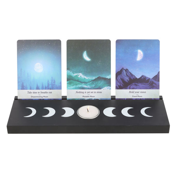 Wooden Tarot Card Stand Black Moon Phase