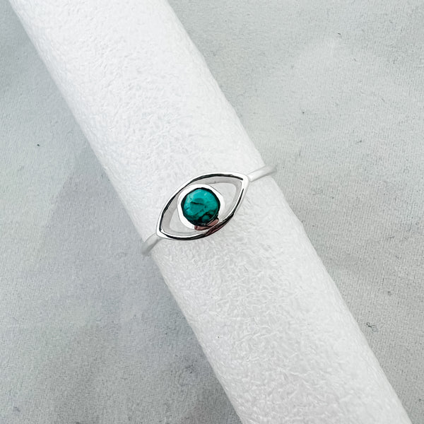 Ring turquoise evil eye sterling silver