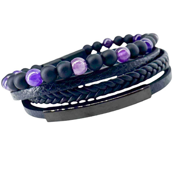 Bracelet gemstone leather amethyst