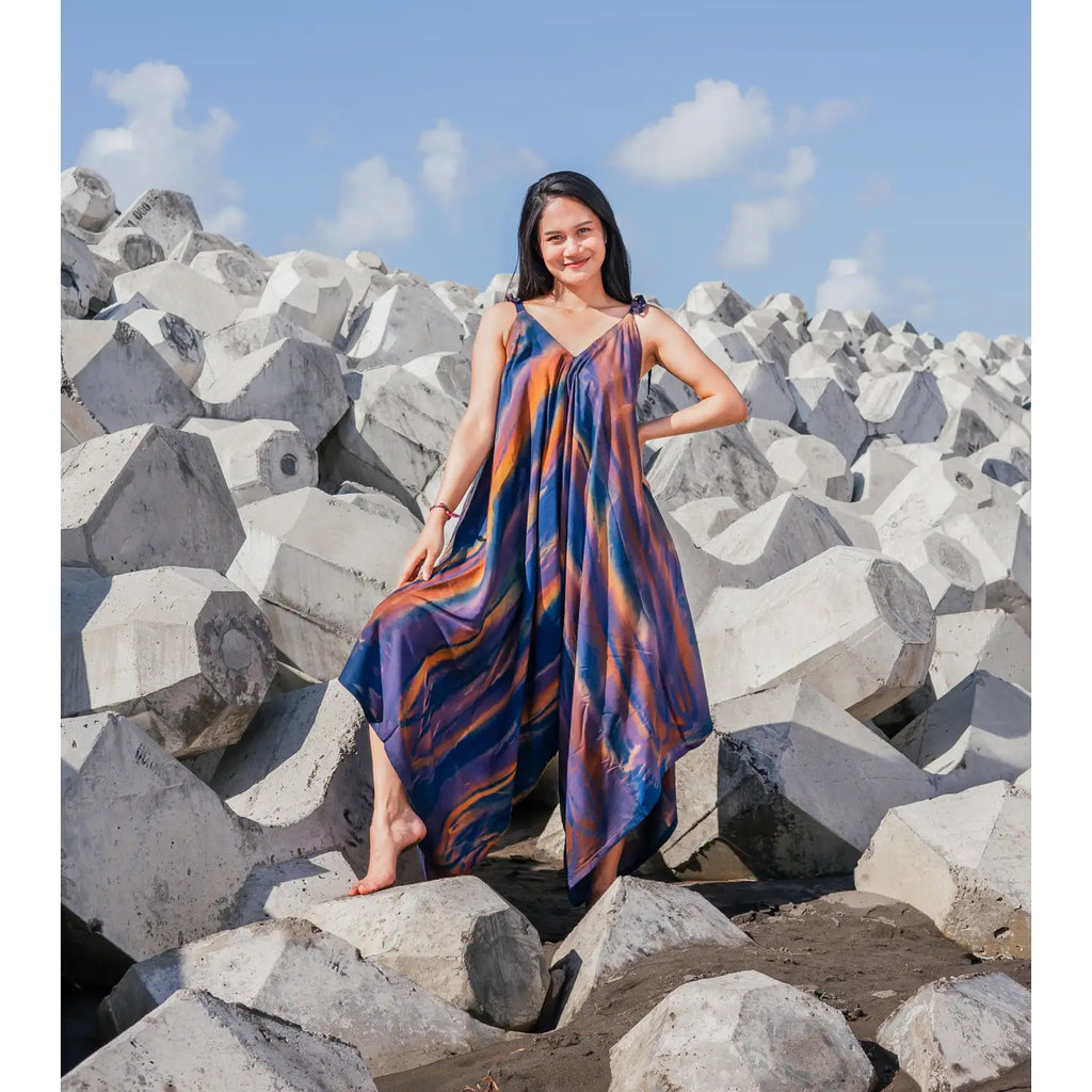 Romper Navy & Gold Abstract Tie Dye