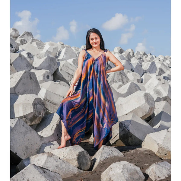 Romper Navy & Gold Abstract Tie Dye