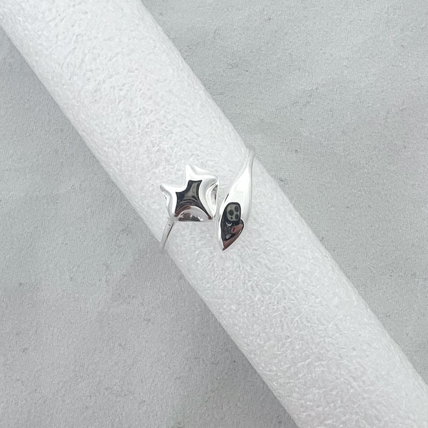 Ring fox open band sterling silver