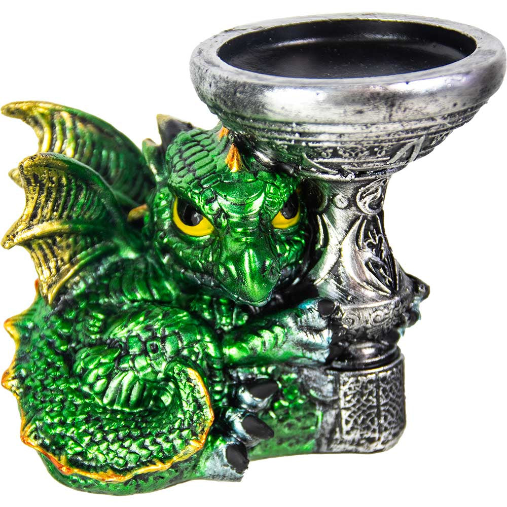 Resin T-lite holder - baby dragon green