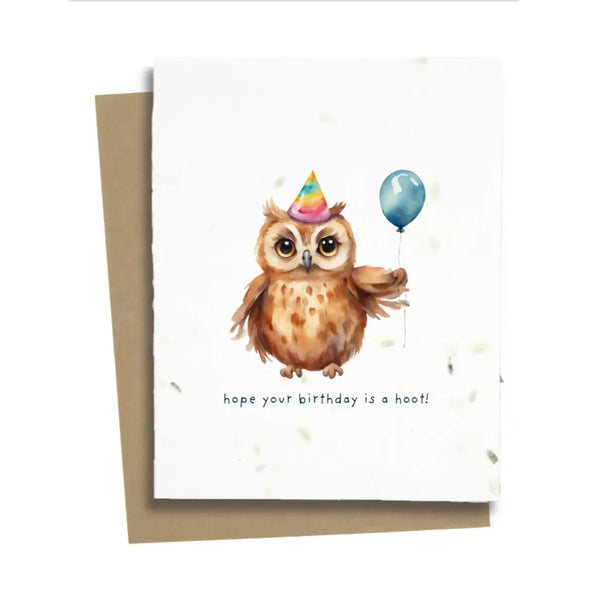 Plantable Greeting Card: Owl Birthday