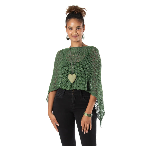 Poncho Popcorn Knit - Green