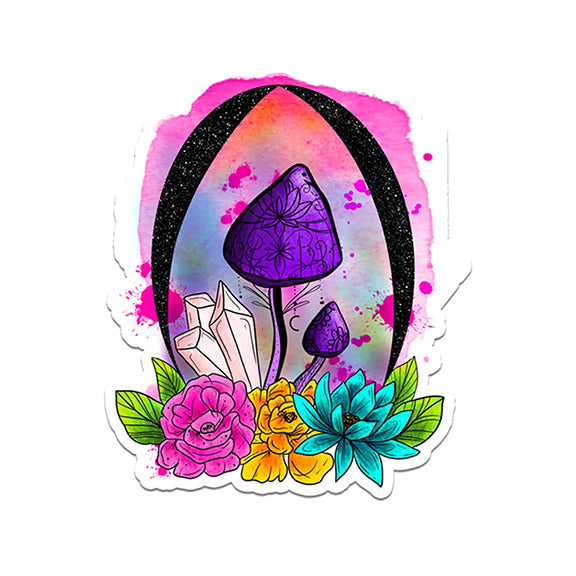 Vinyl Sticker: Mushroom Flowers