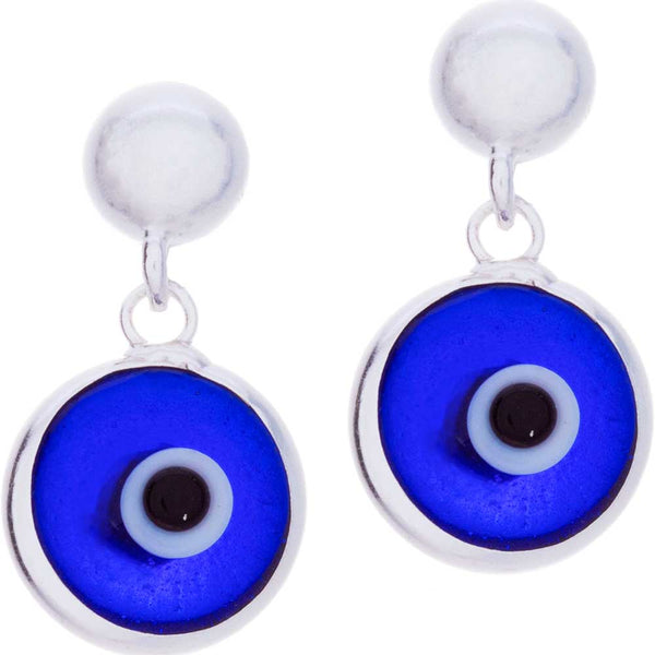 Earrings Evil Eye 7mm Sterling Silver studs