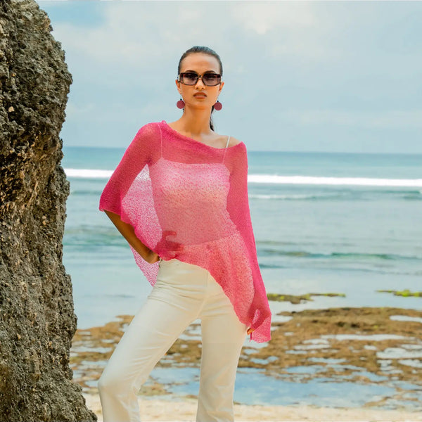 Poncho Sheer Mesh - Pink