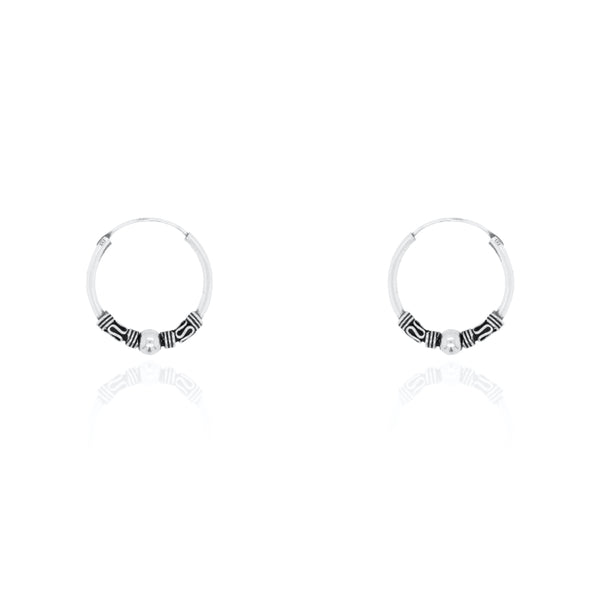 Earring Bali hoop sterling silver