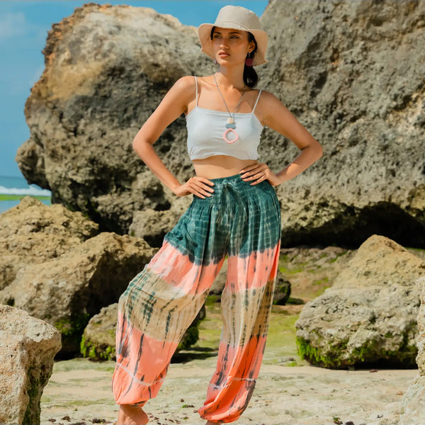 Pants Tie Dye Stripe - Pink & grey