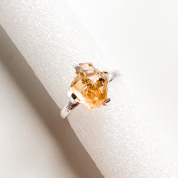 Ring raw citrine sterling silver