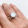 Ring facet moonstone goddess band sterling silver