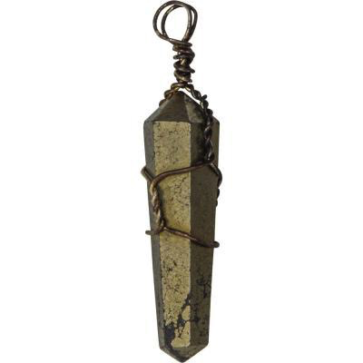 Pendant wire wrapped pyrite point