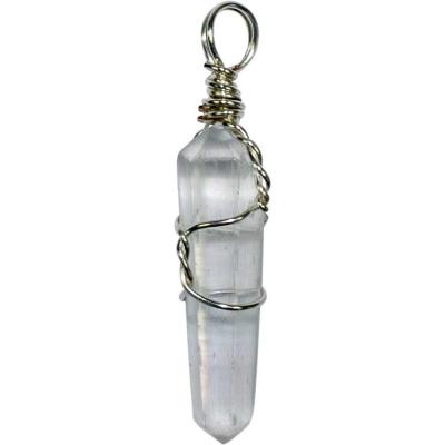 Pendant wire wrapped Selenite point