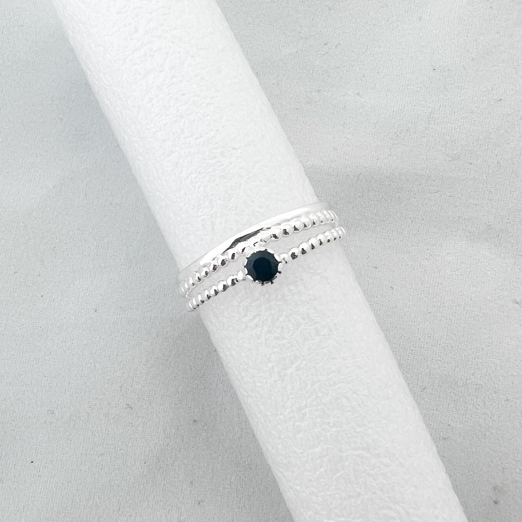 Ring black onyx double band sterling silver