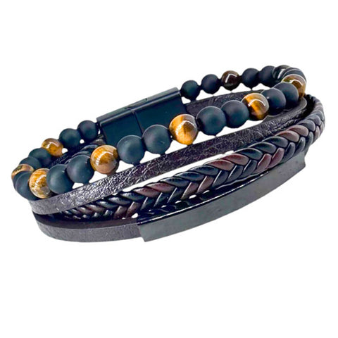 Bracelet gemstone leather tiger eye