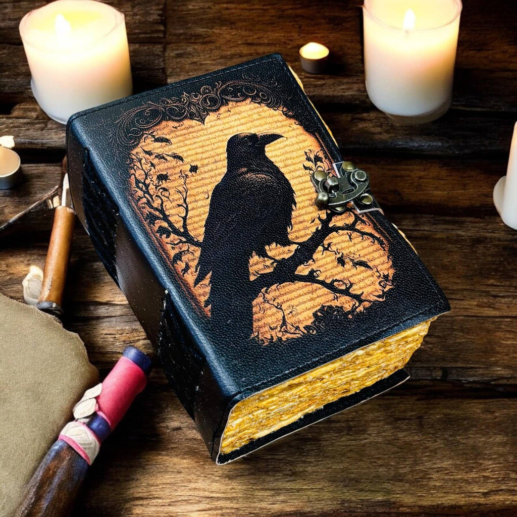 Handmade Leather Journal Blank Raven