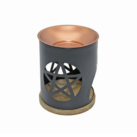 Brass Oil Burner w/ Mesh + Candle Opening: Pentacle