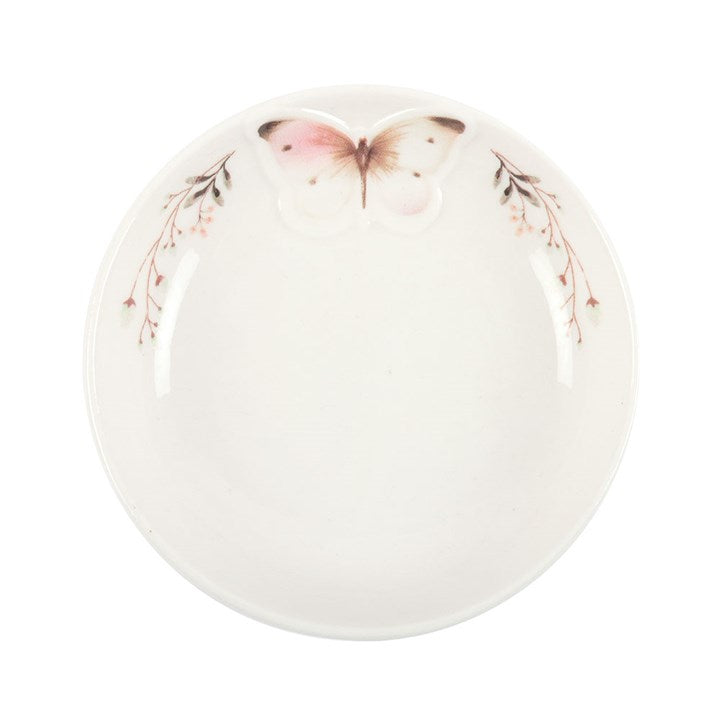 White Butterfly - Ceramic Trinket Dish