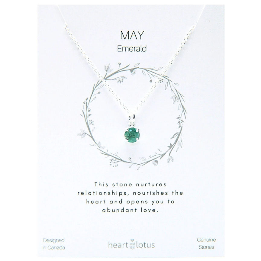 Birthstone necklace claw setting MAY sterling silver