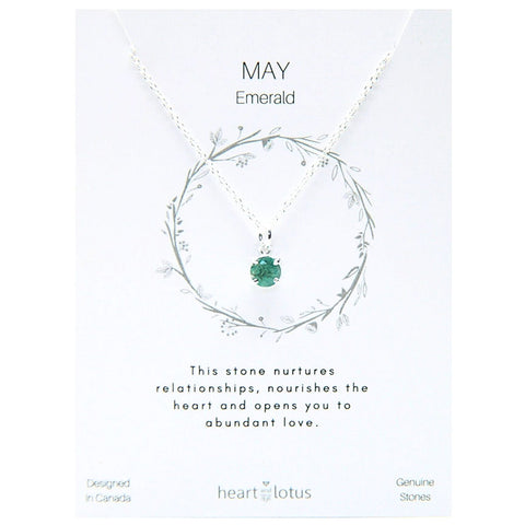 Birthstone necklace claw setting MAY sterling silver